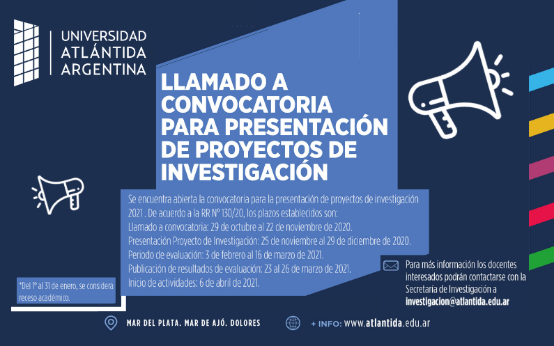 • Llamado a convocatoria para presentación de Proyectos de Investigación